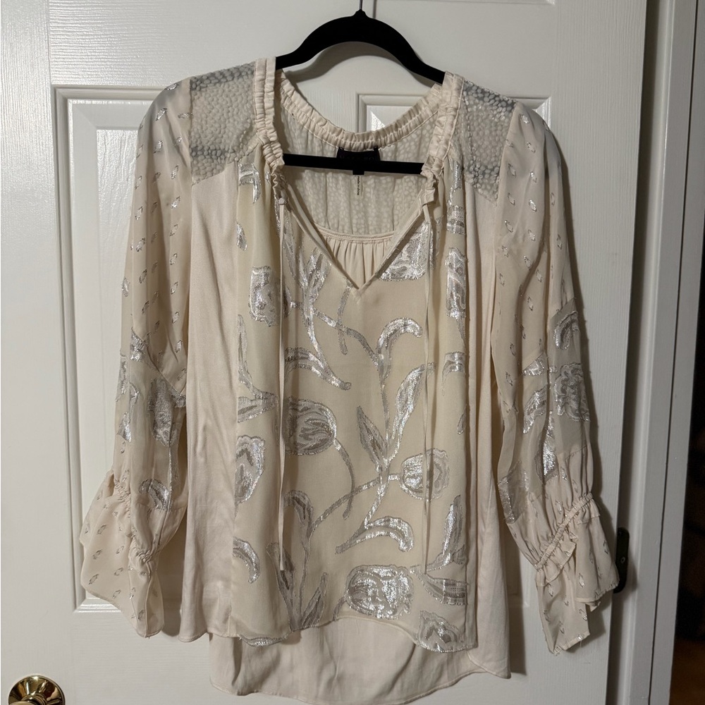 Hale Bob Cream and Silver Blouse